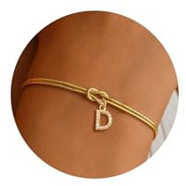 CQCOI Armband Damen Gold, 18K Vergoldete Liebesknoten Charm Armband mit Buchstaben D Personalisierte Armkette Damen Goldene Armbänder mit Namen Goldschmuck Geschenke für Frauen Teenager Mädchen