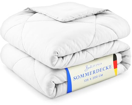 Bestlivings Bettdecke (Weiß) Waschbar ohne Bezug Nutzbar - 135 x 200 cm - Leichte Sommerdecke ÖKO-Tex 100 Zertifiziert und Waschbar bei 60°C, Leicht, Atmungsaktiv, Ideal für Reisen, Mikrofaser