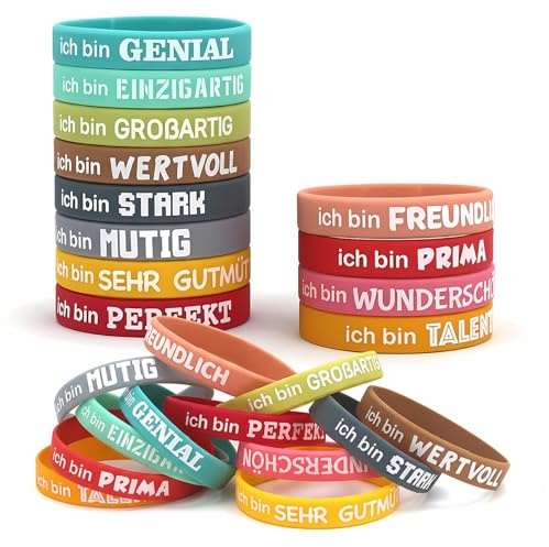 24 Motivationsarmbänder für Kinder mit deutschen Sprüchen,abschiedsgeschenk