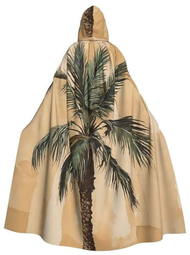 LHFIOHIRG Palm Tree Tropical Adult Hooded Cape Cloak Halloween Costume Robe for Men Women Cosplay Party