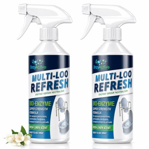 EnzyActive Multi Loo & Portable Toilet Cleaner – Enzyme Odour & Stain Remover for Porta Loo, Caravan Toilet, Commode, Urinal & Camping Toilets– Super Strength Linen Fresh 500ml Spray–Urine & Faeces(2)