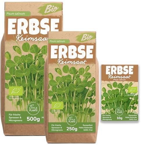 Little Plants Bio Erbsen Sprossen Samen [250g] - Erbsen-Samen - Erbsensprossen & Microgreens zum Keimen (inkl. Ebook)