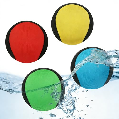 Chennyfun Wasser Sprungball, 4 Stück Wasserball für Kinder Erwachsene, Wiederverwendbarer Wasserfestes Strandspielzeug, Springen auf Wasser, Wasserspielzeug Kinder für Schwimmbad Strand und Meer