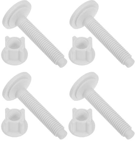 DOITOOL Kunststoff Toilettensitz Schrauben Weiß 4 Stück Schnellverschluss Wc Befestigungsschrauben mit Muttern und Unterlegscheiben für Toilettensitz Reparatur