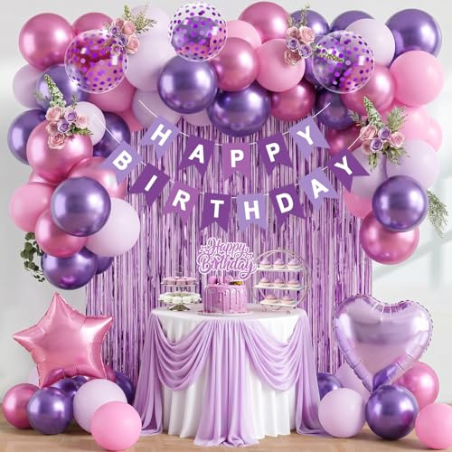 Decorazioni Compleanno Kpop, Palloncini Compleanno Viola Rosa Ragazza Donna | Kpop Happy Birthday Decorazioni Ragazza Donna, Viola Rosa Addobbi Compleanni, Palloncini Lilla Rosa Striscione Happy Birthday