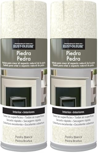 Rust-Oleum pintura efecto Piedra en spray Piedra Blanca 400 ml (Paquete de 2)