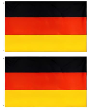 NOPVUFA Lot de 2 Drapeaux Allemands 90x150 cm - Drapeau Allemagne en Polyester avec Œillets Métalliques - Décoration pour Fête Nationale, Événements Sportifs et Extérieur - Noir Rouge Or