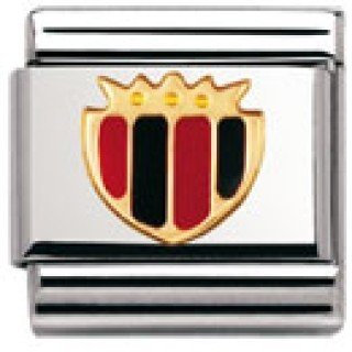Nomination Composable Classic ITAL. Football Edelstahl, Email und 18K-Gold (Meisterabzeichen ROT - SCHWARZ) 030204
