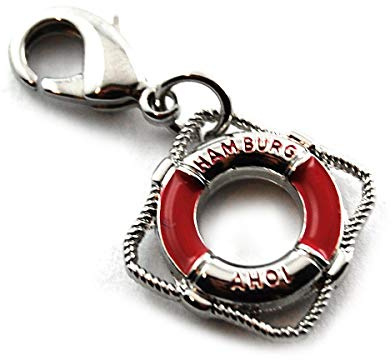 City Souvenir Shop Charms Mini-Anhänger Hamburg, Rettungsring rot, ca. 1,5 cm