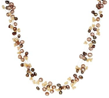 Valero Pearls Damen Kette mit Süßwasser-Zuchtperle braun hellbraun champagner toffee