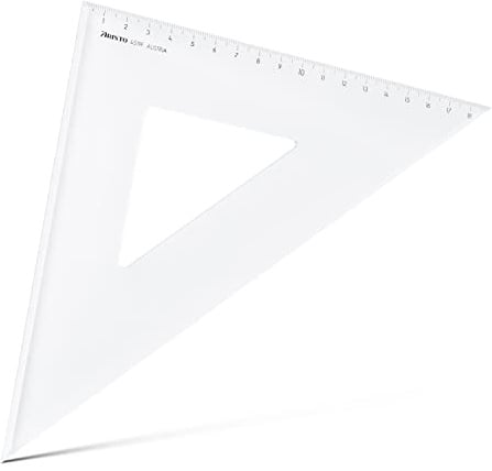 Aristo AR4519F Dreieck 45° mit Facette (Kathete 190mm, Hypotenuse 269mm, abriebfeste Tiefprägung der Teilung, Plexiglas) transparent