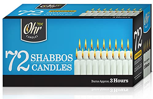 OHR CANDLES Shabbat Kerzen - Traditionelle Schabbat Kerzen - 3 Stunden - 72 Stück, Schabbat Kerzen in Großpackung