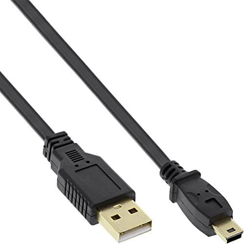 InLine 21464 Cavo USB 2.0, Piatto, Type-A Maschio a Type Mini-B Maschio, 5Pol, 3 m, Nero