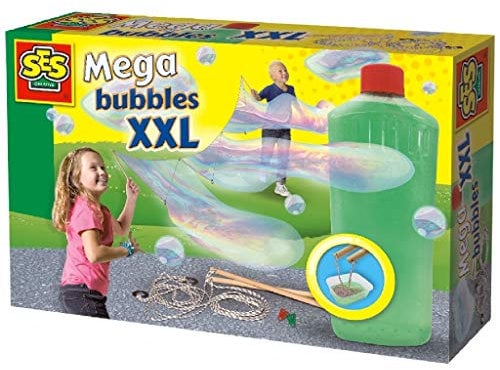 SES Creative | Riesenblasen-Set für Kinder | Outdoor-Spielzeug 3 Jahre + | XXL-Blasenstab + ungiftige Seifenlösung | Outdoor-Aktivität Sommer | Magische Geschenkidee Strandgarten
