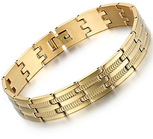 OIDEA Bracciale Braccialetto per Uomo Braccialetto in Acciaio Inox Modello Ossa del Serpente Colore Oro Regalo Perfetto