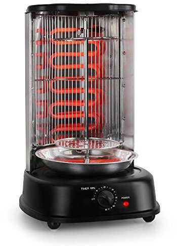 oneConcept Kebab Master - Vertical Grill, Fat-Free Rotisserie Grill, Kebab Machine, Detachable Dishwasher-Safe Parts, 1800W, 360 ° All-Round Grilling, Cool-Touch Handle, LED, Black