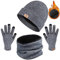Yuson Girl Strickmütze Wintermütze Schal Set - Winter Beanie Mützen, Touchscreen Handschuhe Mit Fleece Gefütterte Loop Schal - Damen Geschenk Winterzubehör (Hellgrau)