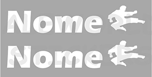 AWS 2 Sticker SPORT mit Namen Personalisierte H 2 cm Karate Judo ohne Hintergrund Paar Stickers Tuning mit Logo Sport Vinyl Wasserdicht Fahrrad Motorrad Fahrrad Helm Custom Name, Bianco