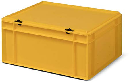 1a-TopStore Design Aufbewahrungsbox mit Deckel | Stapelbox stapelbar | 5 Farben | 8 Größen (40x30x18,5, gelb)