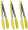 HINMAY 9 Premium Stainless Steel Locking Kitchen Tongs with Silicon Tips, Set of 3 (Yellow)