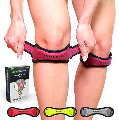 2 Cintas Rotulianas Hombre/Mujer - Bandas Tendón Rotuliano para Tendinitis, Condromalacia, Lesiones de Menisco y Ligamento - Rodilleras Rotuliana para Correr, Saltar, Sentadillas (Burdeos)