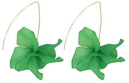 YAZILIND Colgante de flor de alloy Pendiente largo, exagerado Pendientes de oreja de mujer (Verde)