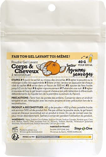 STEP ONE 2 in 1 Shampoo & Duschgel Pulver Wilde Orange, 40 g