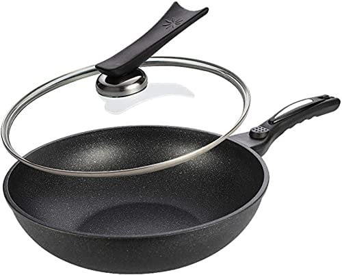ksamwjf Maifan Stone Wok,Multifunktionale Aluminium-Sautepfanne,Professionelle Granit-Antihaft-Saute- und Bratpfanne,Geeignet für alle Herde,In