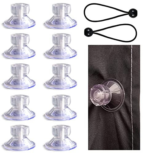Fixiersystem, Fixing System no Drilling for Awnings, Wohnmobil ZubehöR, Kampa Saugnapf, Camping Accessories Pack of 10 with 2 Rubber Ropes (10)