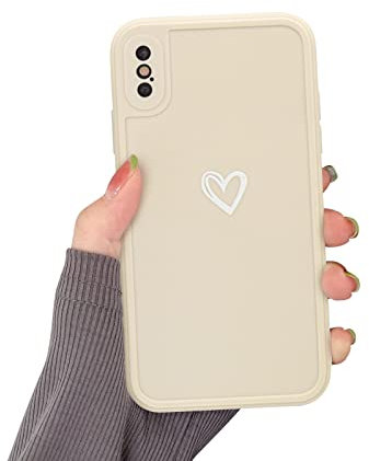 Newseego Case Compatible for iPhone X/XS Fashion Cute Love-Heart Shape Simple Pattern Phone Case for Girls and Women Soft Silicone Slim Light-wight TPU Protective Back Cover for iPhone X/XS-White