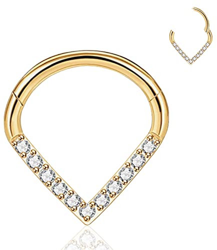 YEBOCIYO Daith Piercing Ring 10mm Septum Piercing Gold Conch Piercing Ohrringe Rook Piercing Helix PIericng Daith Tragus PIericng 316L Chirurgenstahl Nasen Piercing Lippe Bauch Piercing