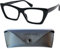 Vintage Klobige Lesebrille Dicker Rahmen, Gratis Etui, Oversize Cateye Kunststoff Brillengestell mit Federscharnier, Lesehilfe Damen +2.0 Dioptrien