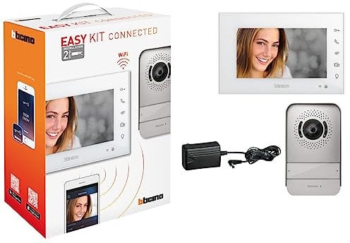 Bticino 318011 EASYKIT VIDEOCITOFONO WIFI MONOFAMILIARE, 1 Pulsantiera Esterna con Telecamera, 1 Monitor Interno Touch Screen 7 a Colori con Vivavoce, Contrabile da App, Espandibile per Bifamiliare