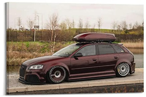 JUNNA Sportauto-Poster für Audi RS3 Rennwagen, dekoratives Gemälde, Leinwand, Wand- und Kunstbild, Familien-Schlafzimmer-Dekoration, 20 x 30 cm
