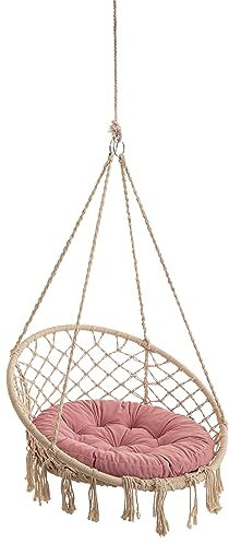 Hängesessel Outdoor Kissen – Hängematte Sitzkissen – Nestschaukel Kissen für Komfort – Waschbares Rundkissen – Rosa – 65 cm