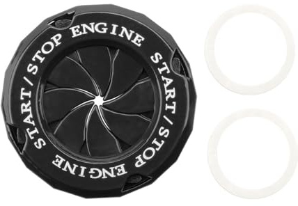 Couvercle de Bouton de Démarrage de Voiture,Couvercle de Bouton D'arrêt de Démarrage de Moteur de Voiture en Alliage D'aluminium avec 2 Caoutchoucs de Support pour Différents Modèles