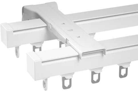 Rail Rideau Plafond Rail De Plafond En Aluminium Pour Rideaux, Rails À Rideaux Robustes Tringle À Rideaux Tringle À Rideau Double Rail Tringle À Rideau Murale Rail Droit 3M/9.8FT ( Color : White (Side