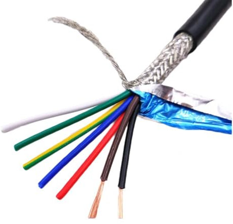 MIBSH Trunking Solid 26AWG UL2464 Signal Wire 5 meters 24AWG Pure Copper Control Cable 22AWG Shielded Wire 2/3/4/5/6/7/8 Core Shielded Cable Connector Loom (Color : 7 Core 24AWG 5Meter)