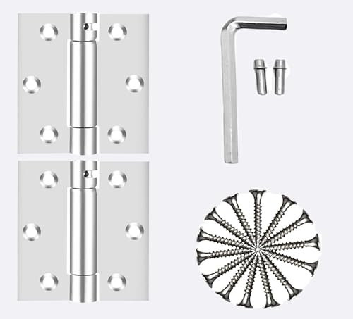 3 Stainless Steel Self Closing Door Hinges, 201 Stainless Steel Heavy Duty Spring Hinges, Stainless Steel Mortise Spring Hinges, Automatically Turn Off and Adjust Tension - 2 PCS