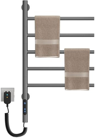 ZOYI 180 Drehung Badheizkörper Elektrisch, handtuchtrockner elektrisch, handtuchwärmer elektrisch, handtuchhalter elektrisch, 220V, 85W,Grau