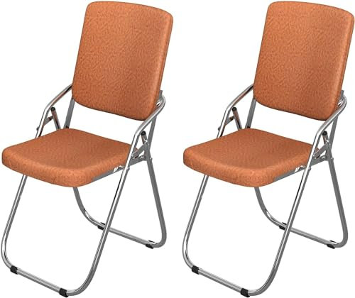 Lvhecforhm Klappstuhl mit Rückenlehne, 2er Set Esszimmerstühle, Küchenstuhl mit Stahlrahmen, Esszimmerstuhl Konferenzstuhl Klappbar, Klappstühle Orange, Loungesessel, Freien Klappstühle Esszimmer