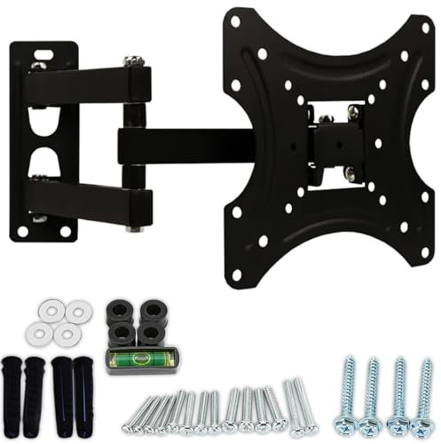 Bodyplus Tilt and Swivel TV Wall Bracket with ±15° Tilt and ±90° Swivel - Robust TV Wall Mount for 10 to 42 Inch Plasma, LCD and LED TVs - 30 kg Capacity TV Mount - 200x200mm Max VESA TV Wall Bracket
