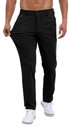 JMIERR Herren-Golfhosen 2024 Sommer Stretch-Jogginghose mit Taschen Men Casual Golf Pants Schwarz L