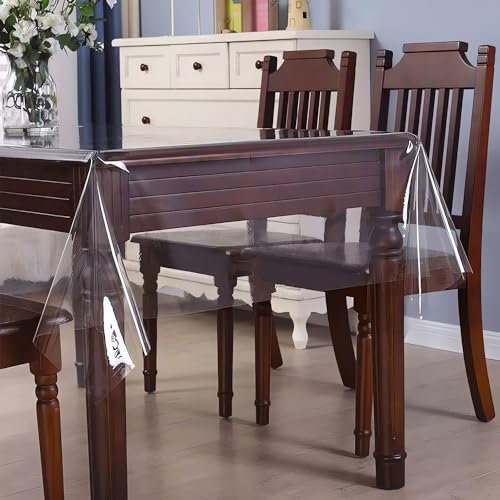 Xmart Tischfolie Transparent Wiederverwendbar Tischdecke Durchsichtig Abwaschbar PVC Tischdecke ölbeständig, Kratzfest Und Wasserdicht Länge: 213cm X Breite: 137cm Drinnen Und Draußen Folie für Tisch