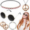Sunwuun 6 Stück Hippie Accessoires Damen,70er Jahre Accessoires,Hippie Brille,Peace Ohrringe,Peace Kette Hippie,Haarband,Halskette,Hippie Kostüm Zubehör,Flower Power Accessoires