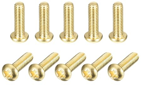 QUARKZMAN 12 Stück Messingschrauben Kreuzschlitz Messing Maschinenschrauben, M3x10mm Phillips Pan Head Befestigungsschrauben für Möbel, Büroausstattung, Elektronik
