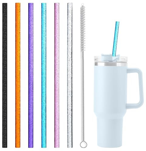 6PCS Cannucce Riutilizzabili,Cannuccia Riutilizzabile,Cannuccia per Borraccia,Cannucce Colorate,Cannucce Bambini,Cannucce Riutilizzabili Bambini,per Stanley Adventure Tumbler 40oz,con 1 Pennello