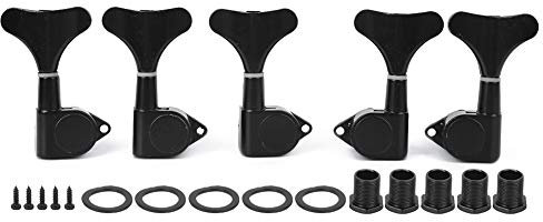 Ensemble D'Accordeurs de Basse, Bouton de Corde, 5 Cordes, 2L 3R, Accordeurs de Cordes en Alliage, Accessoires D'instruments à Enroulement Fermés (BLACK)