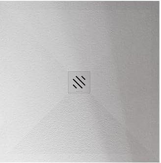 BERNSTEIN Duschtasse 100x140cm, Flache Bauhöhe, Duschwanne Vireo aus Mineralguss mit Stein Optik, Anti-Rutsch Duschbecken in Weiß matt, Mineralguss-Duschwanne komplett inkl. Ablaufgarnitur