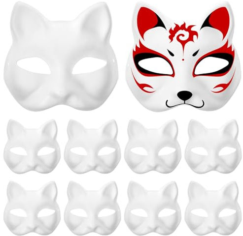 JOINPAYA 15 Stück Weiße Katzen-Gesichtsmaske: Blank Unvollendete Maskerade-Papiermaske Für Kostüm-Cosplay